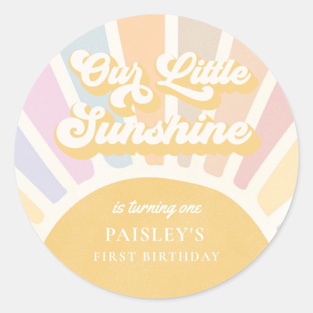 Boho Sunshine 1st Trip Around The Sun Birthday Classic Round Sticker (Front)