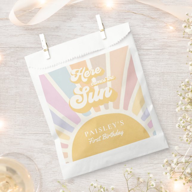 Boho Sunshine 1st Trip Around The Sun Birthday Favour Bags (Clipped)