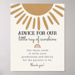 boho sunshine advice for baby shower party sign