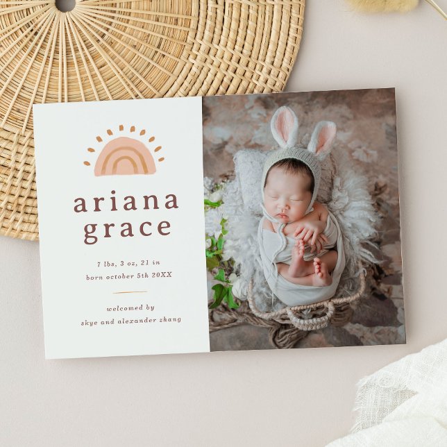 Boho Sunshine Baby Birth  Announcement (Creator Uploaded)