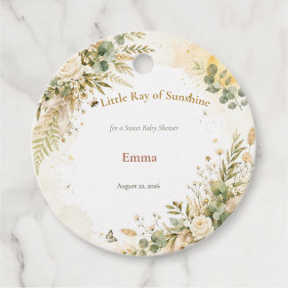 Boho Sunshine Baby Shower Favour Tags