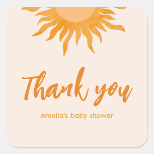 Boho sunshine Baby shower favour thankyou Square Sticker