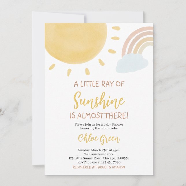 Boho Sunshine Baby Shower Invitation (Front)