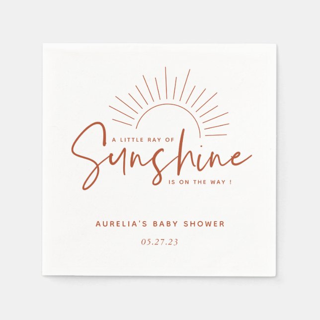 Boho Sunshine Baby Shower Napkins (Front)