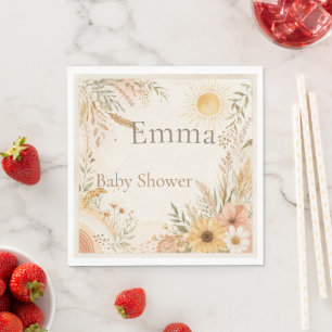 Boho Sunshine Baby Shower Paper Lunch Napkins