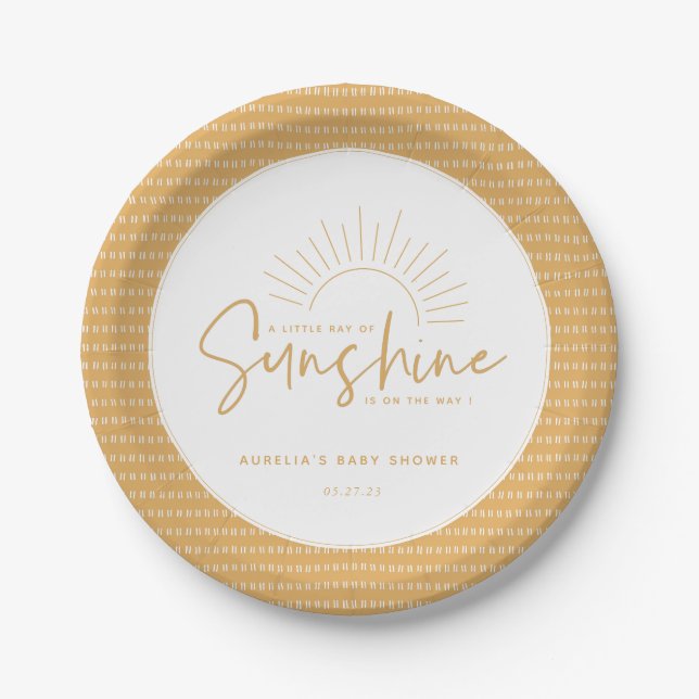 Boho Sunshine Baby Shower Paper Plate (Front)