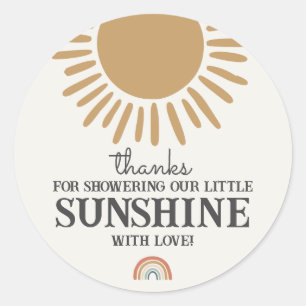boho sunshine baby shower rainbow favour sticker