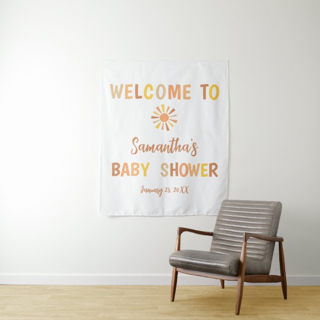 Boho Sunshine Baby Shower Tapestry (In Situ)