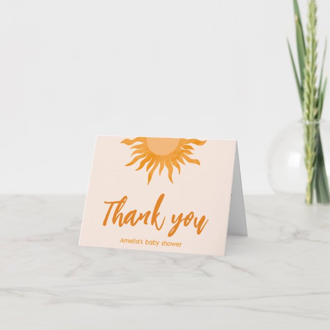 Boho sunshine Baby shower  Thank You Card (Front)