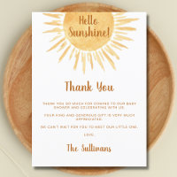 Boho Sunshine Baby Shower Thank You