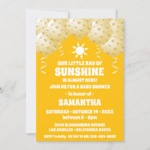 Boho Sunshine Balloons Baby Shower Invitation