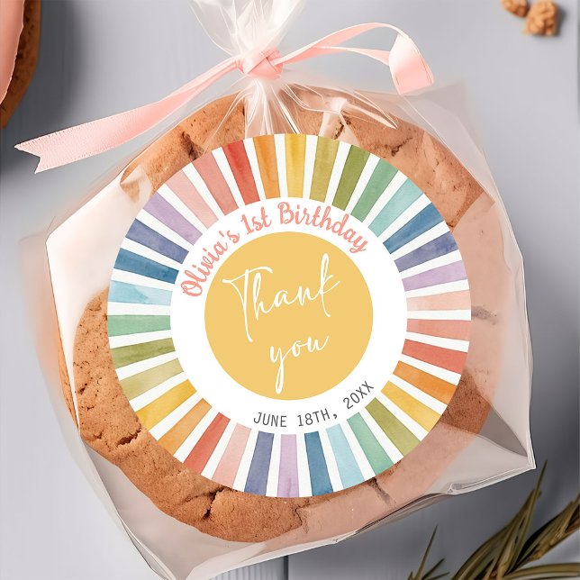 Boho Sunshine Birthday Classic Round Sticker (Creator Uploaded)