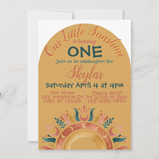 Boho Sunshine birthday Invitation
