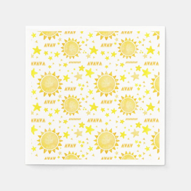 Boho Sunshine Birthday Party Napkins – First Trip  (Front)