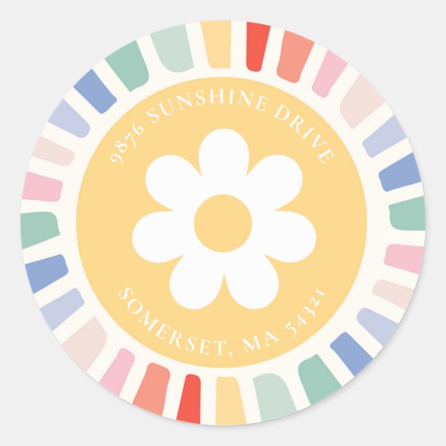 Boho Sunshine Birthday Party Return Address Label (Front)