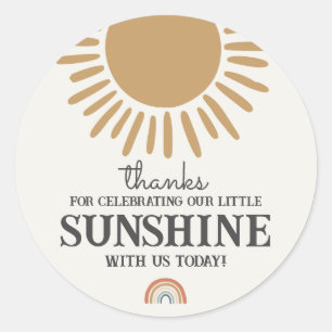 boho sunshine birthday rainbow favour sticker