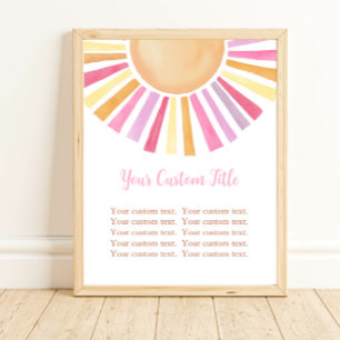 Boho sunshine custom sign sun pink yellow orange