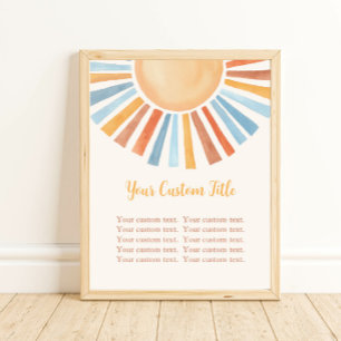 Boho sunshine custom sign sun yellow blue