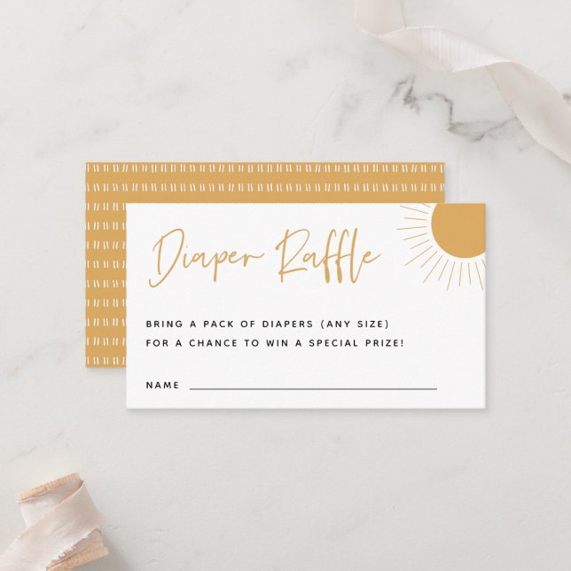 Boho Sunshine Diaper Raffle Enclosure Card (Front/Back In Situ)