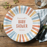 Boho Sunshine Gender Neutral Baby Shower Paper Plate<br><div class="desc">Welcome your little ray of sunshine with this Boho Sunshine Gender Neutral Baby Shower Paper Plate featuring an adorable yellow,  gold,  orange,  blue and peach watercolor sunshine.</div>