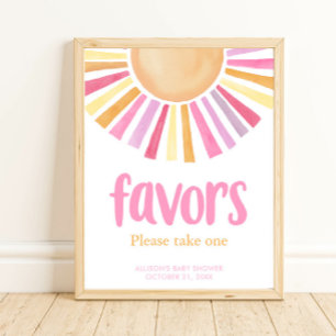 Boho sunshine girl baby shower favours sign