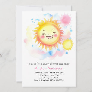 Boho Sunshine Girl Baby Shower Invitation
