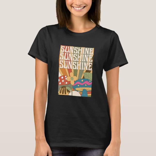 Boho Sunshine Mushroom Plant Flower Garden Foragin T-Shirt (Front)