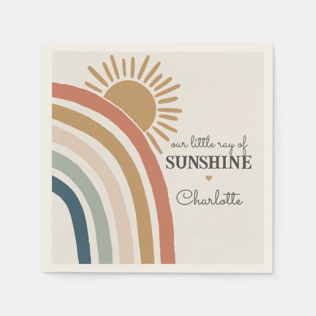 boho sunshine napkin for birthday or baby shower (Front)