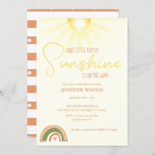 Boho Sunshine Rainbow Baby Shower Invitation