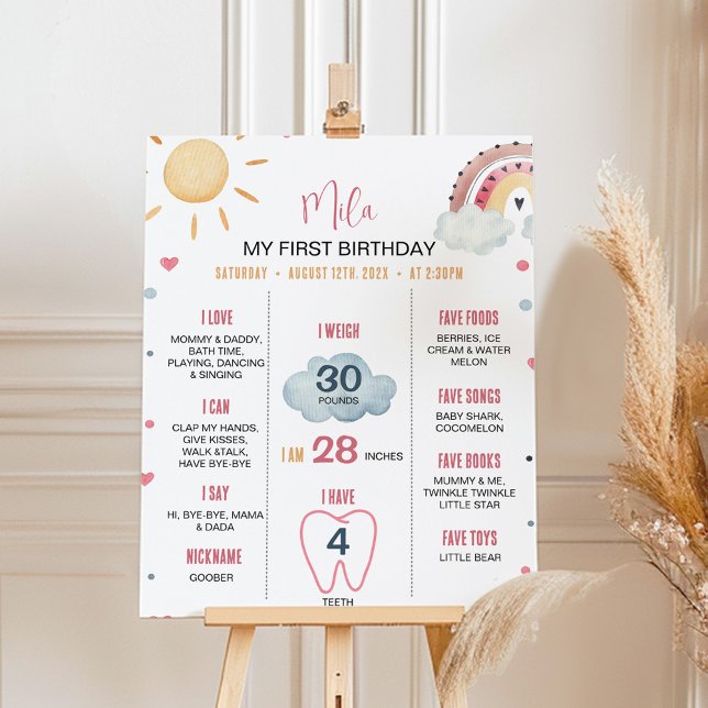 Boho Sunshine Rainbow Birthday Milestone Poster (Creator Uploaded)