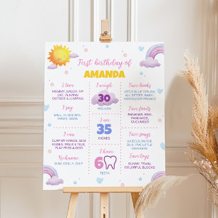 Boho Sunshine Rainbow Birthday Milestone Poster