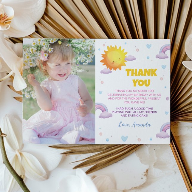 Boho Sunshine Rainbow Thank You Card Birthday (Creator Uploaded)