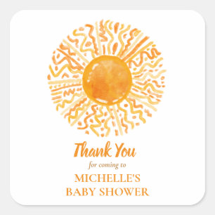 Boho Sunshine Ray of Sun Thank You  Square Sticker