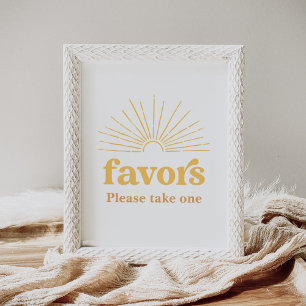 Boho Sunshine Sun Baby Shower Favours Sign