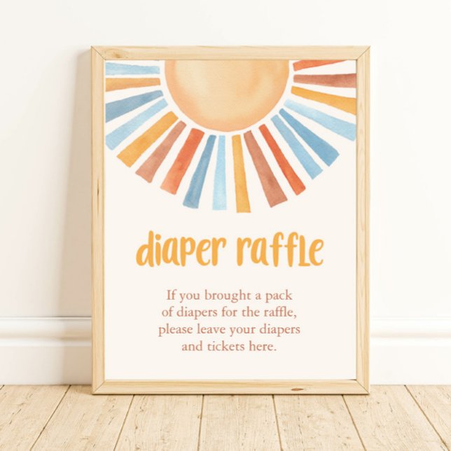 Boho sunshine sun Diaper Raffle baby shower sign (Creator Uploaded)