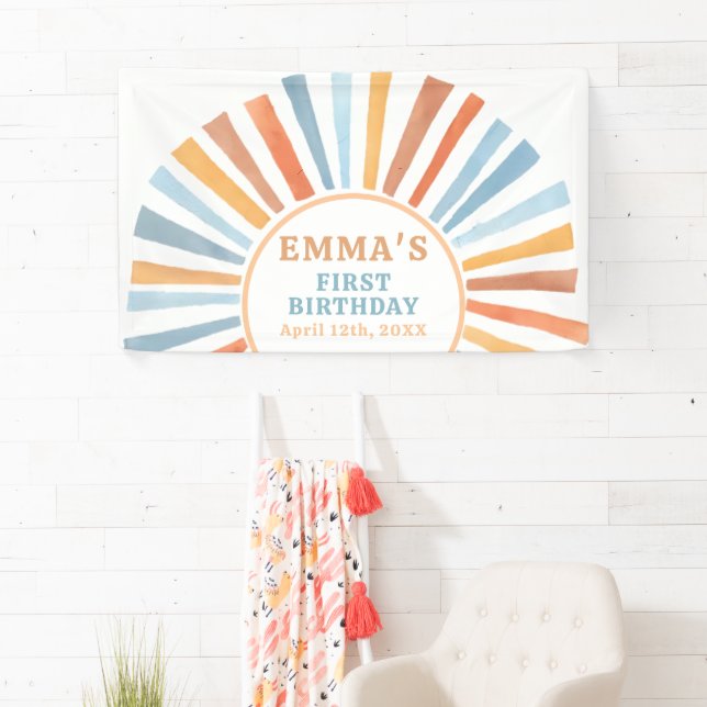 Boho Sunshine Sun Terra Cotta Birthday Banner (Insitu)