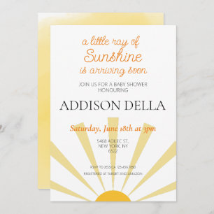 Boho Sunshine Sun Themed Boy Girl Baby Shower Invitation