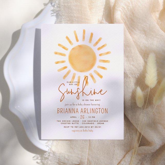 Boho Sunshine | Sun Themed Boy or Girl Baby Shower Invitation (Creator Uploaded)