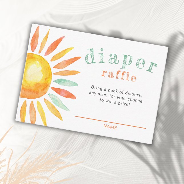 Boho Sunshine Watercolor Sun Diaper Raffle Card (Creator Uploaded)