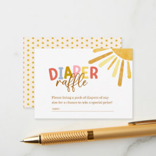 Boho Sunshine Yellow Baby Shower Diaper Raffle Enclosure Card