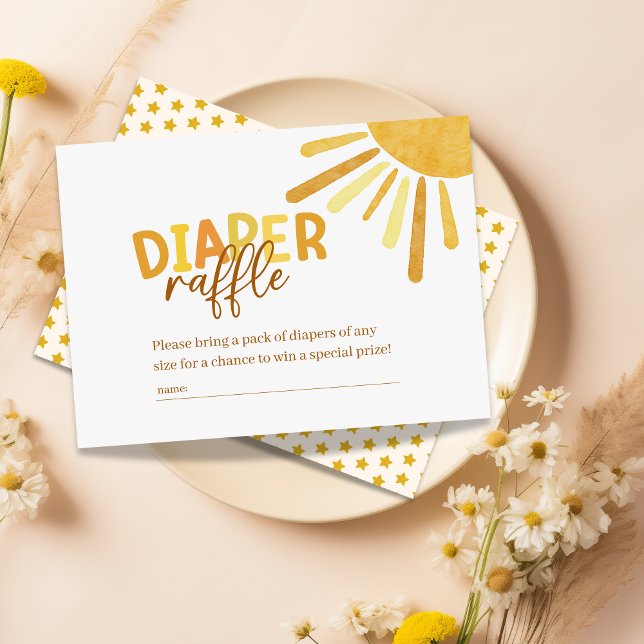 Boho Sunshine Yellow Baby Shower Diaper Raffle Enclosure Card (Creator Uploaded)