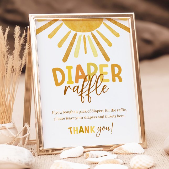Boho Sunshine Yellow Baby Shower Diaper Raffle Poster (Creator Uploaded)