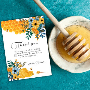 Boho Sweet Honey Bee Floral Baby Shower  Thank You Card