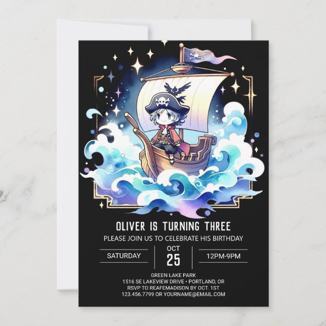 Boho Sweet Pirate Birthday Invitation (Front)