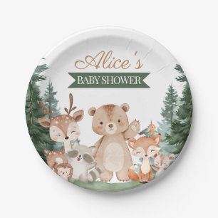 Boho Sweet Woodland Greenery Baby Shower Paper Plate