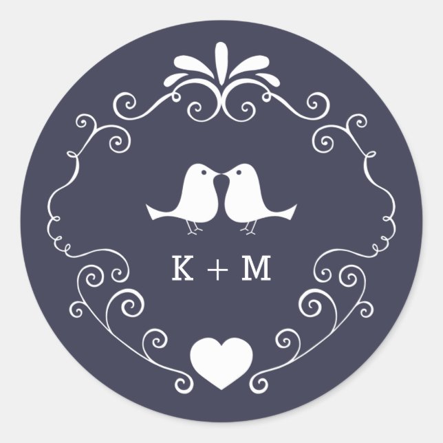 Boho Swirls (Changeable Background Colour) Wedding Classic Round Sticker (Front)