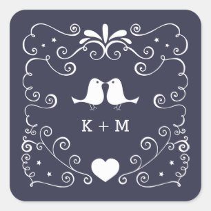 Boho Swirls (Changeable Background Colour) Wedding Square Sticker