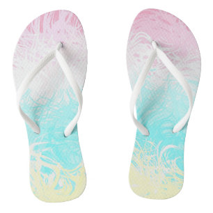 Boho Swirly Groovy Abstract Genderflux Pride Flag Flip Flops