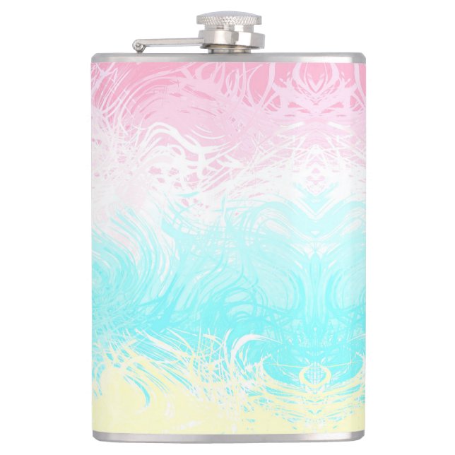 Boho Swirly Groovy Abstract Genderflux Pride Flag Hip Flask (Front)