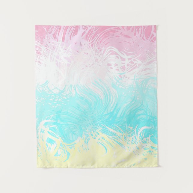 Boho Swirly Groovy Abstract Genderflux Pride Flag Tapestry (Front)